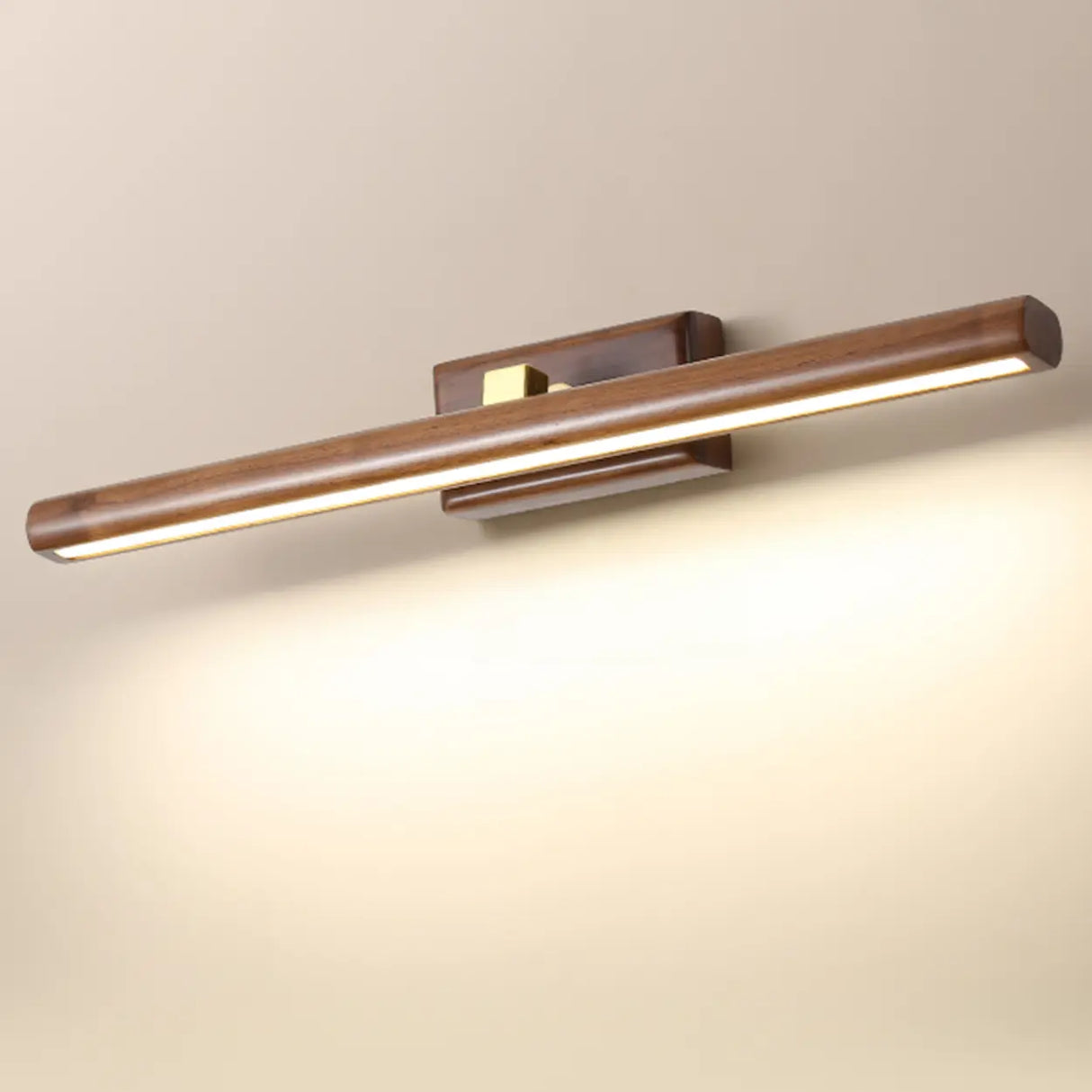 Modern Wood Grain Tube LED Bathroom Vanity Light Image - 5
