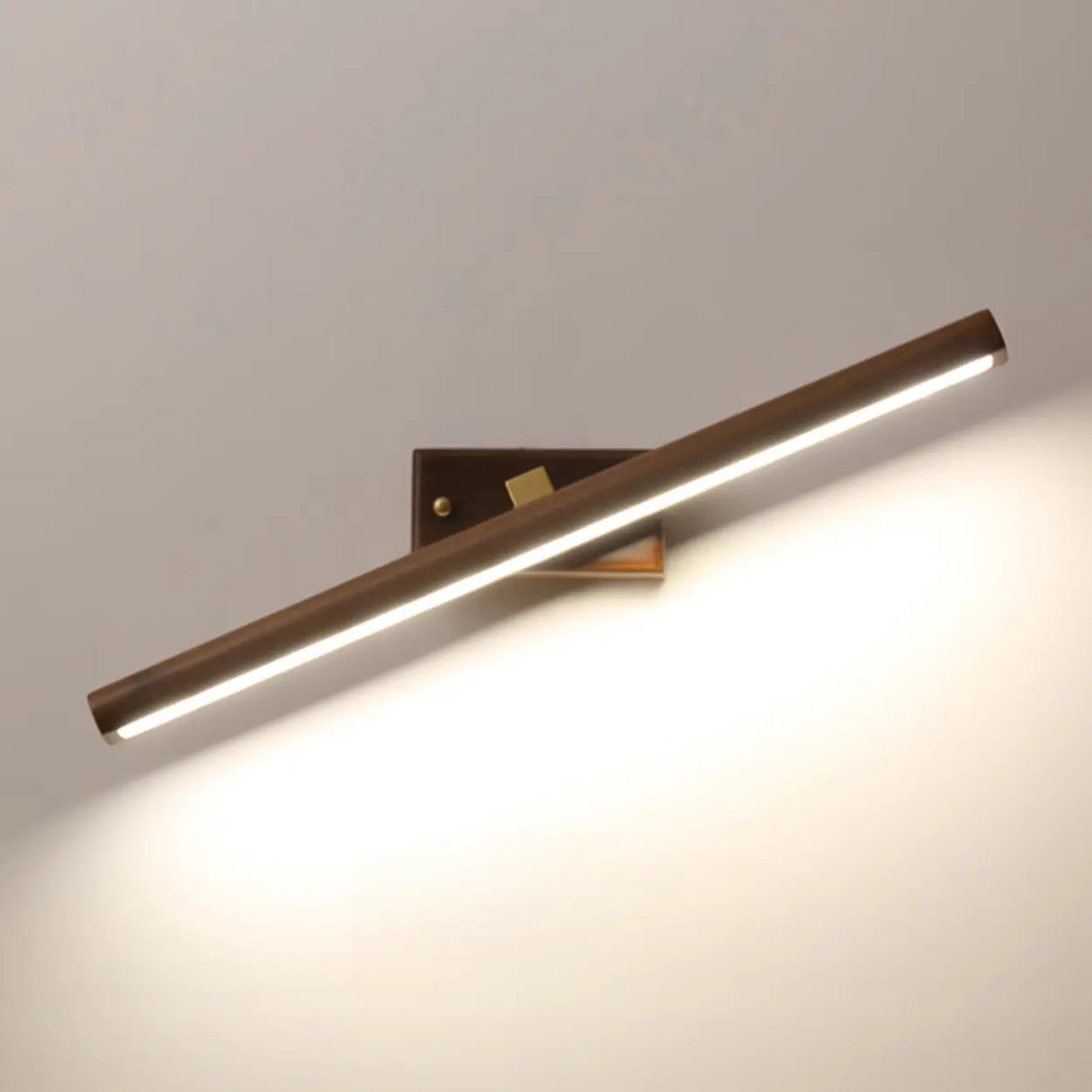Modern Wood Grain Tube LED Bathroom Vanity Light Image - 8