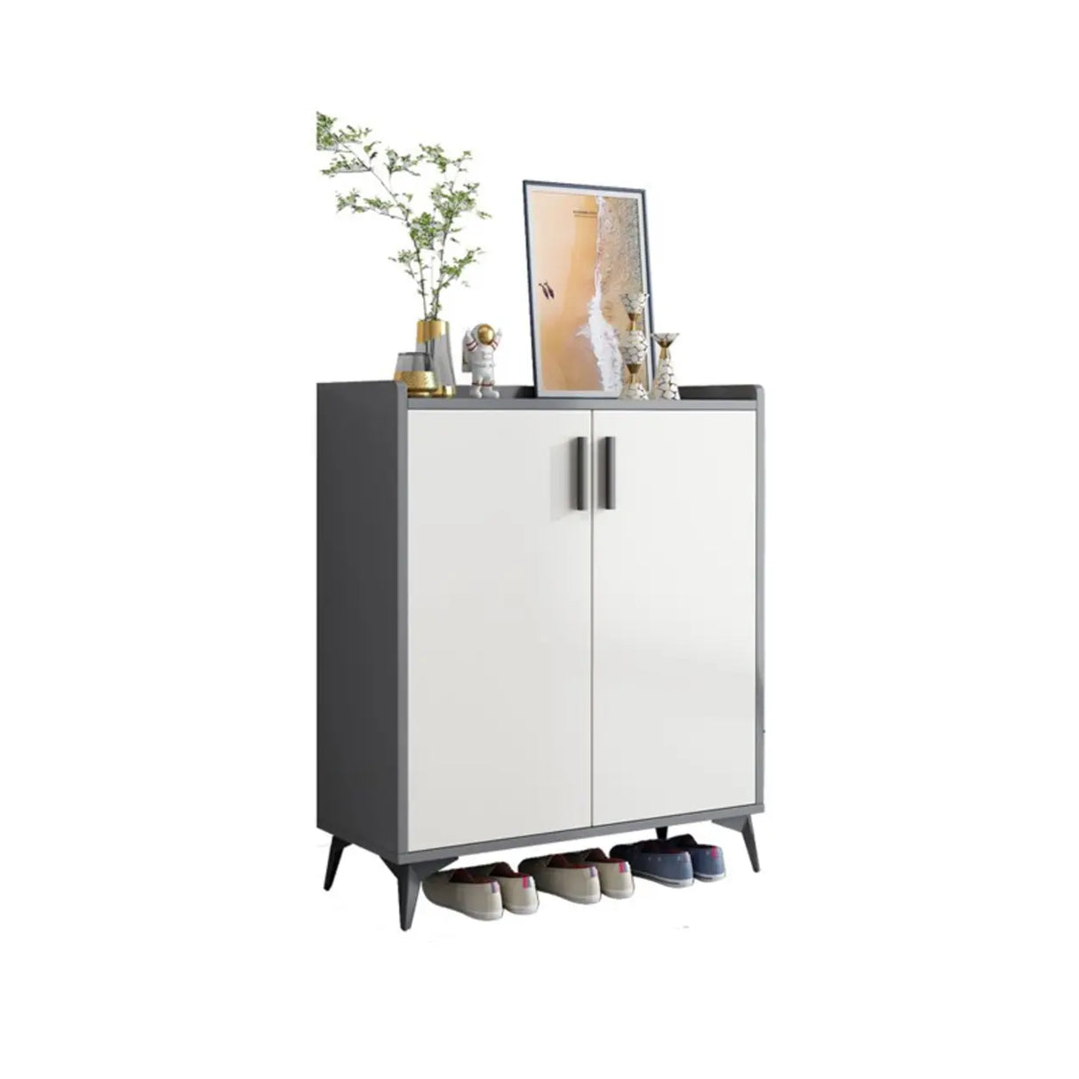 Modern Wood Hallway White Adjustable Shoe Storage Cabinet Image - 10