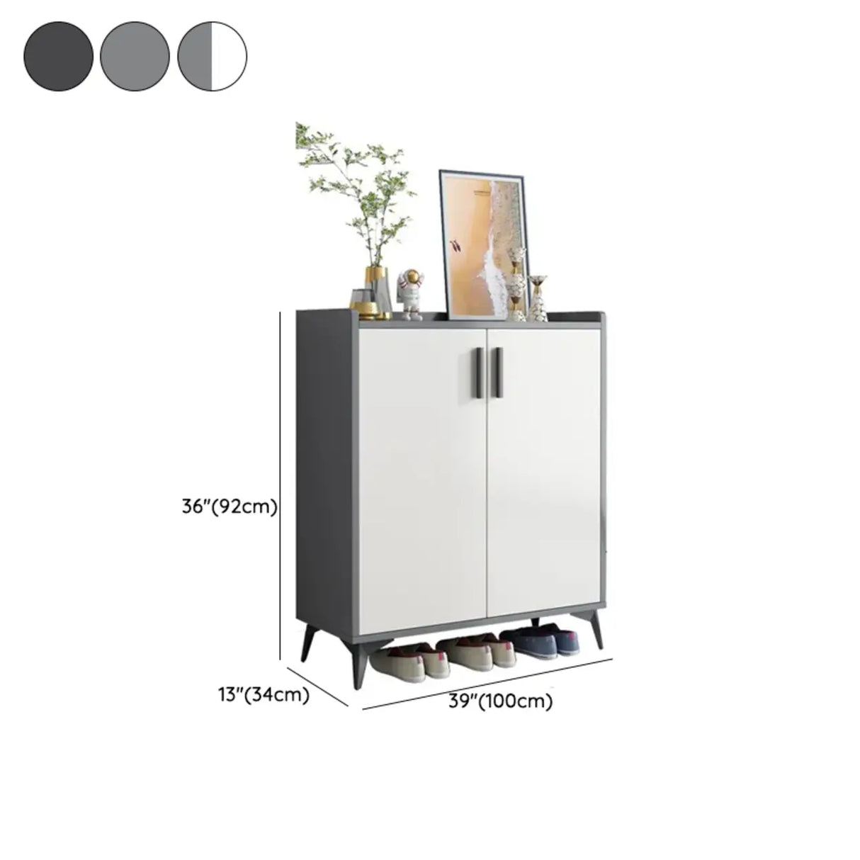 Modern Wood Hallway White Adjustable Shoe Storage Cabinet Image - 14