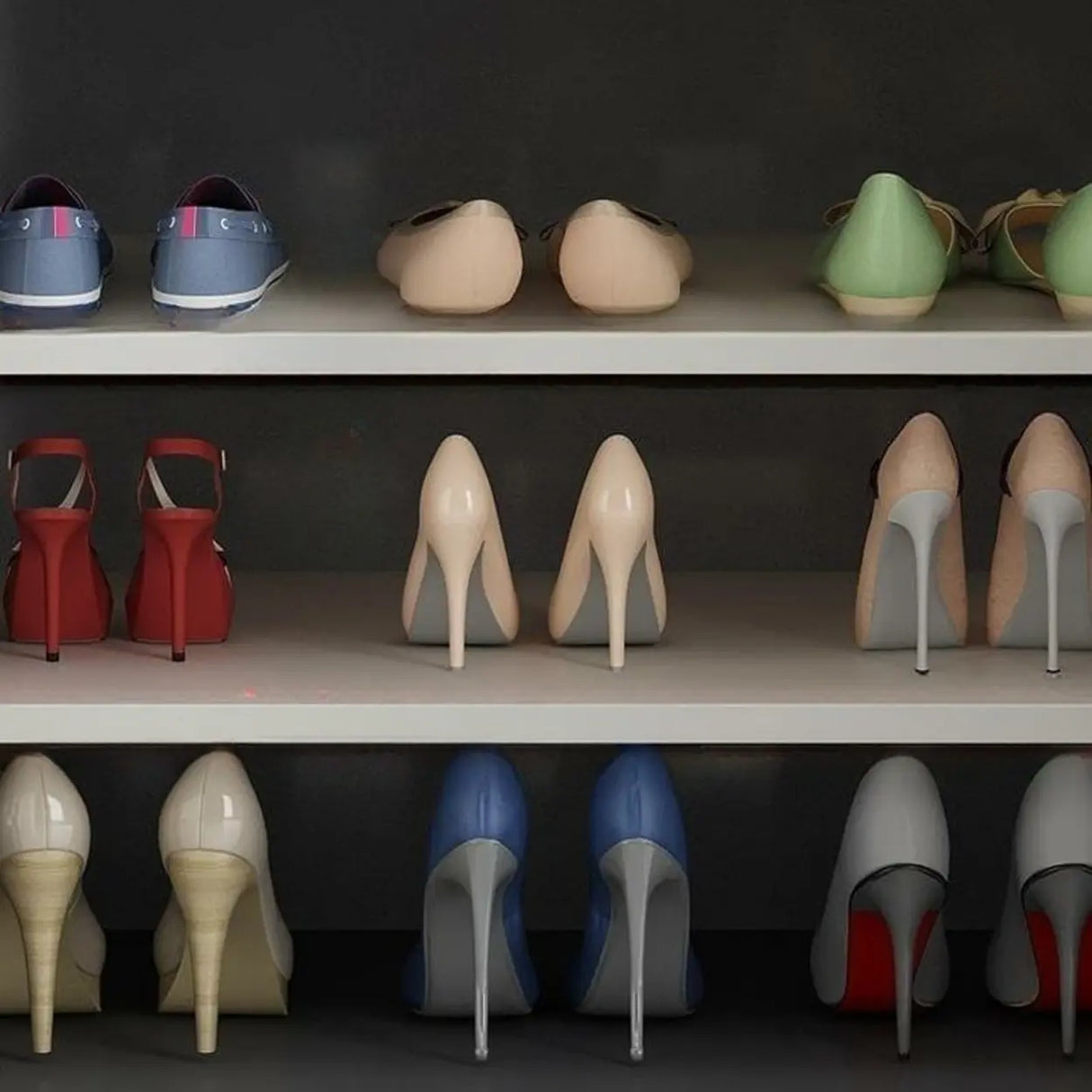 Modern Wood Hallway White Adjustable Shoe Storage Cabinet Image - 4