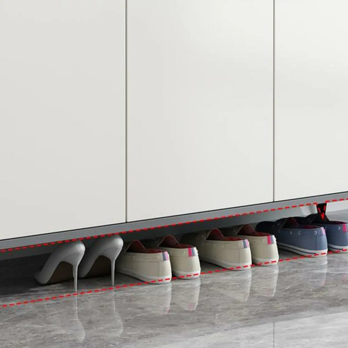 Modern Wood Hallway White Adjustable Shoe Storage Cabinet Image - 8