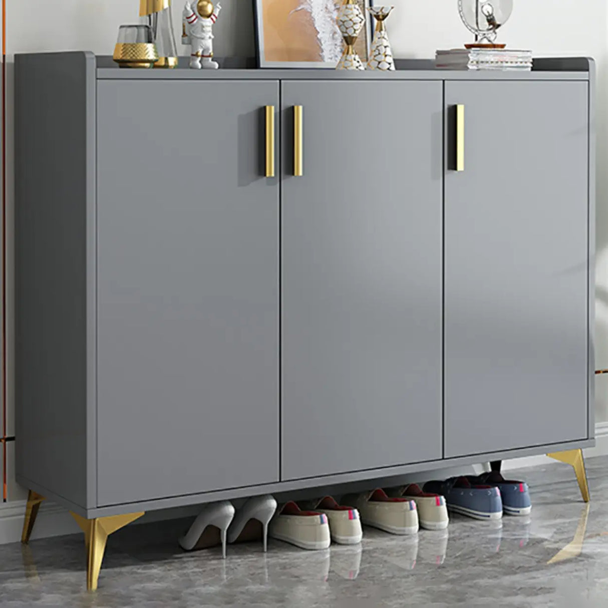 Modern Wood Hallway White Adjustable Shoe Storage Cabinet Image - 9