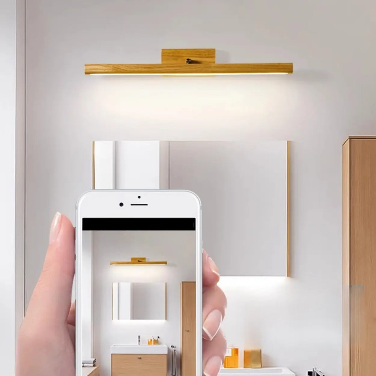 Modern Wood Linear LED Bathroom Vanity Mirror Light Image - 18
