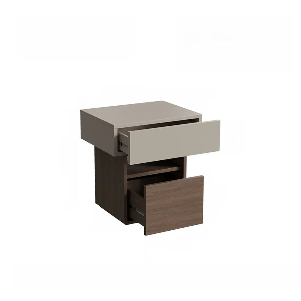 Modern Wood Nightstand with Storage Drawer and Shelf Image - 2