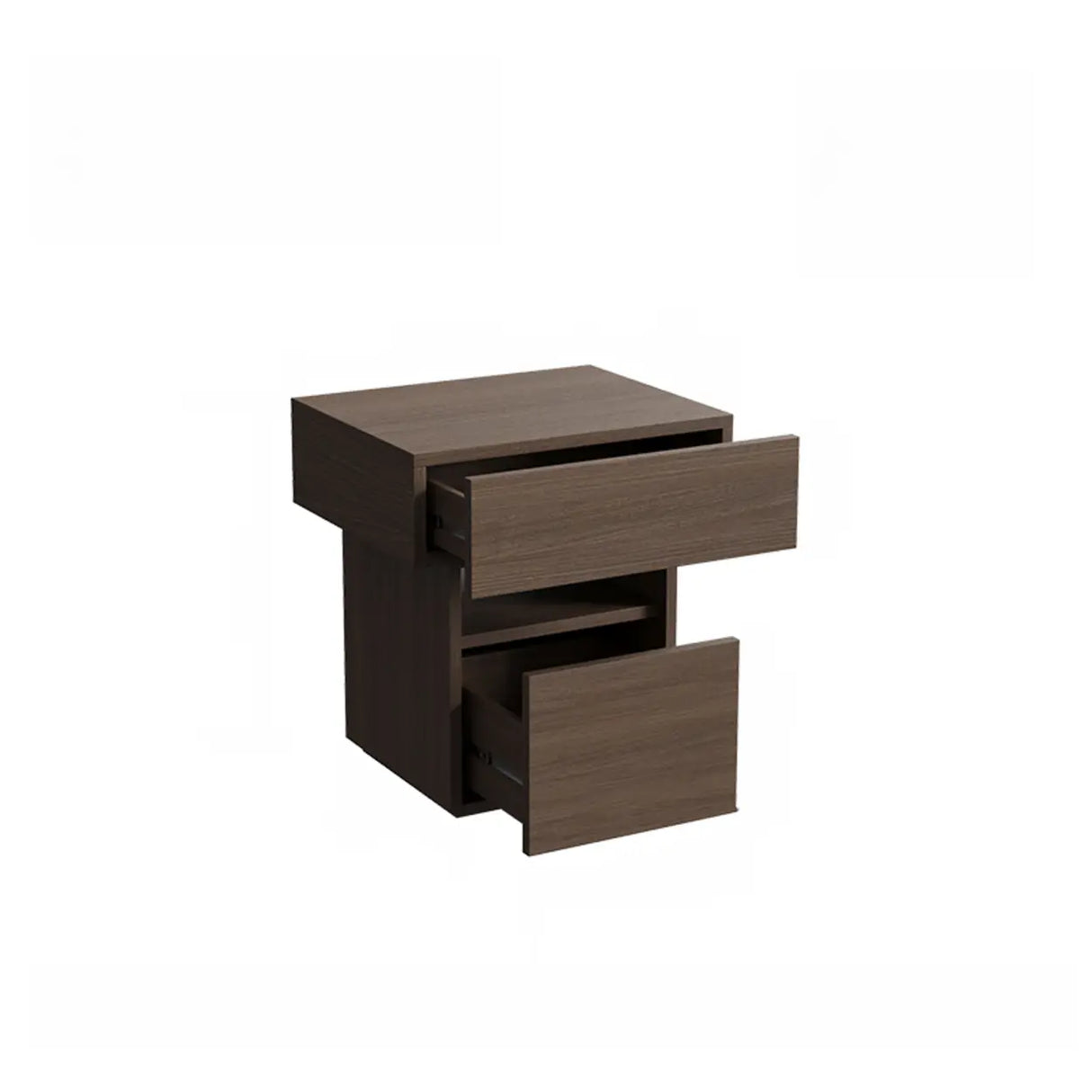Modern Wood Nightstand with Storage Drawer and Shelf Image - 3
