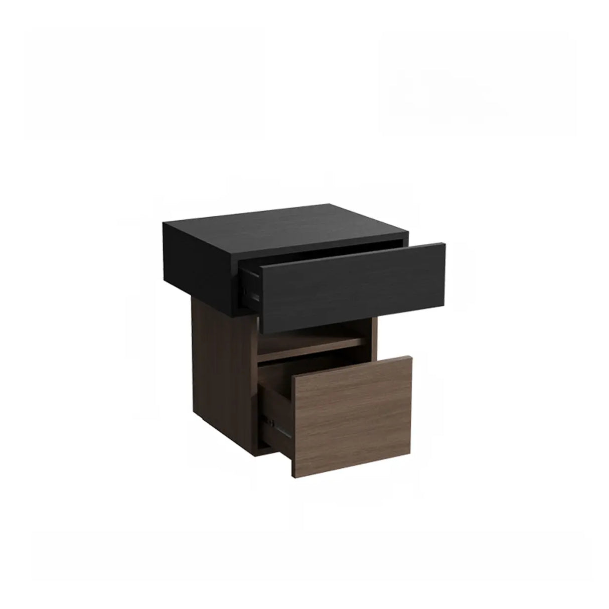 Modern Wood Nightstand with Storage Drawer and Shelf Image - 7