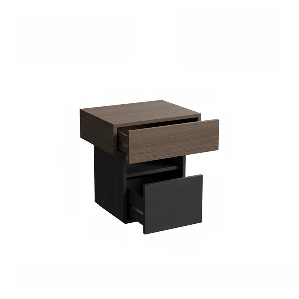 Modern Wood Nightstand with Storage Drawer and Shelf Image - 9