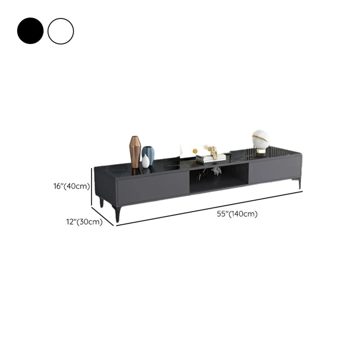 Modern Wood Rectangle Open Storage Cabinet TV Stand Image - 12