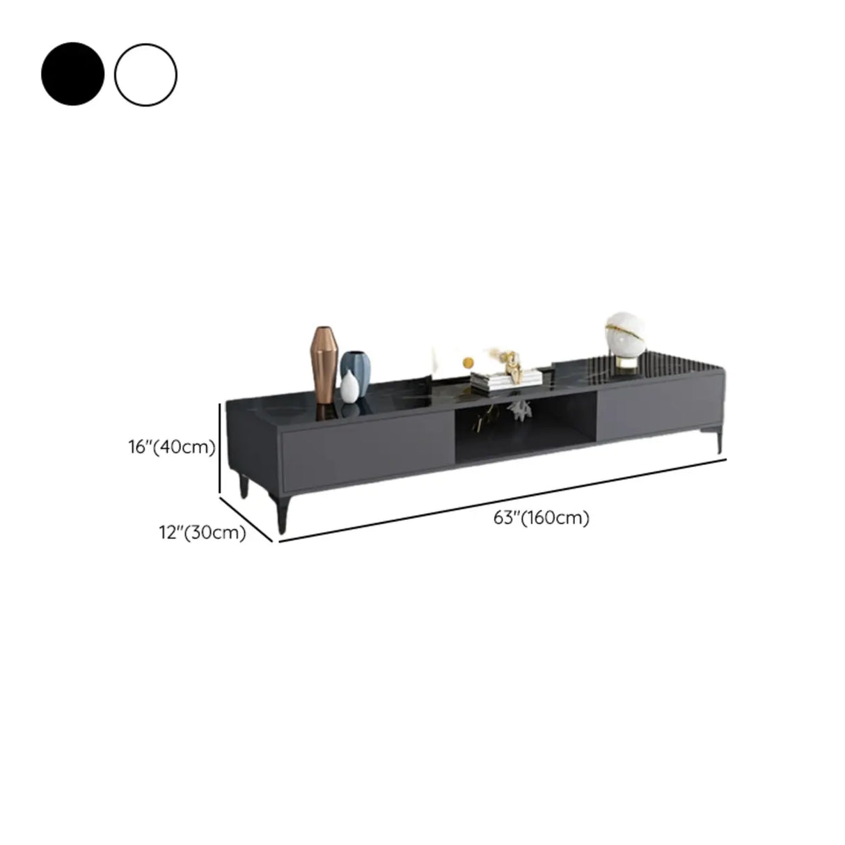 Modern Wood Rectangle Open Storage Cabinet TV Stand Image - 13