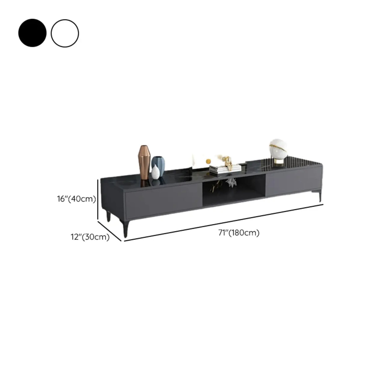 Modern Wood Rectangle Open Storage Cabinet TV Stand Image - 14