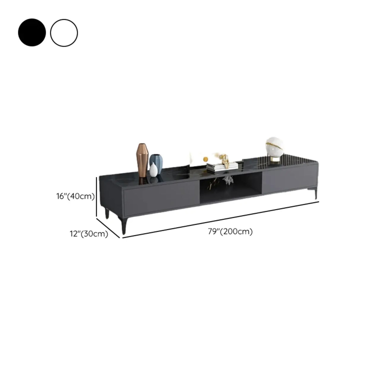 Modern Wood Rectangle Open Storage Cabinet TV Stand Image - 15