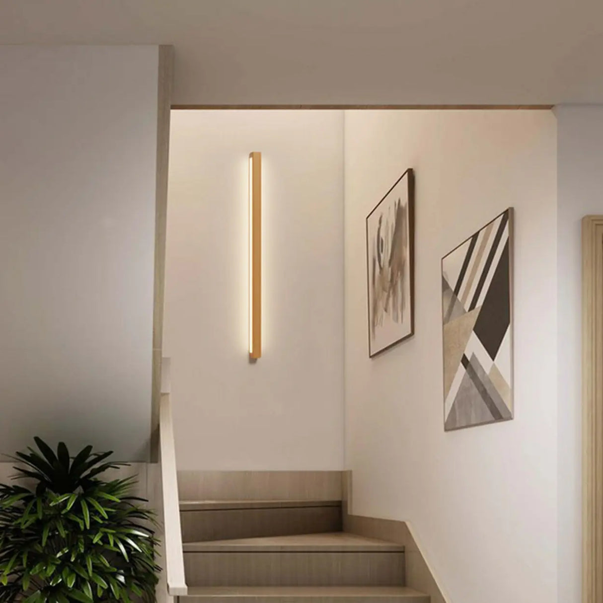 Modern Wood Rectangular LED Vanity Light Image - 3