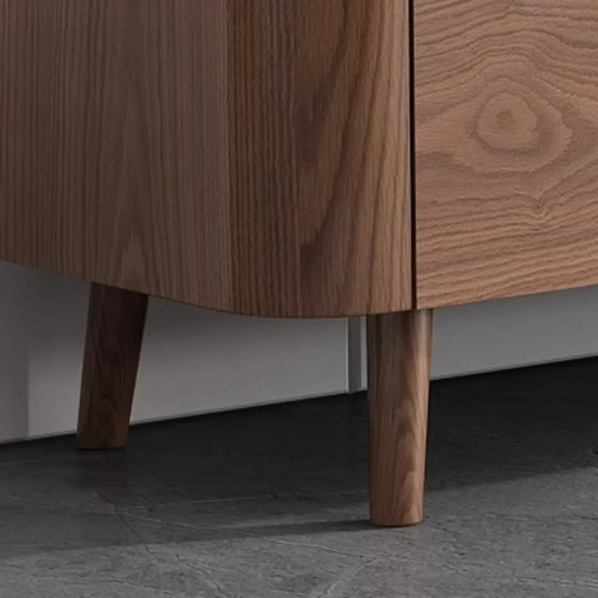 Modern Wood TV Stand with Marble Top and Storage Drawers Image - 9