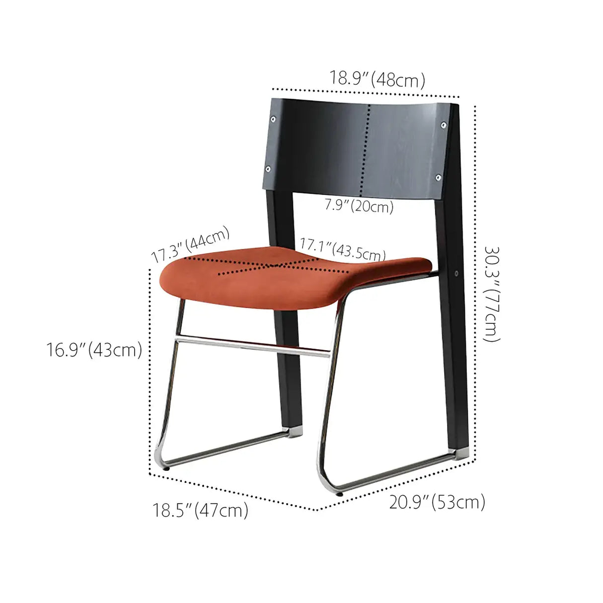 Modern Wood Velvet Open Back Armless Stackable Dining Chair