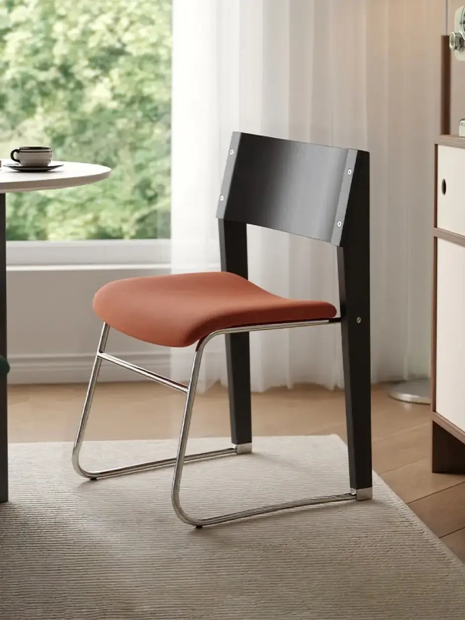 Modern Wood Velvet Open Back Armless Stackable Dining Chair Image - 6