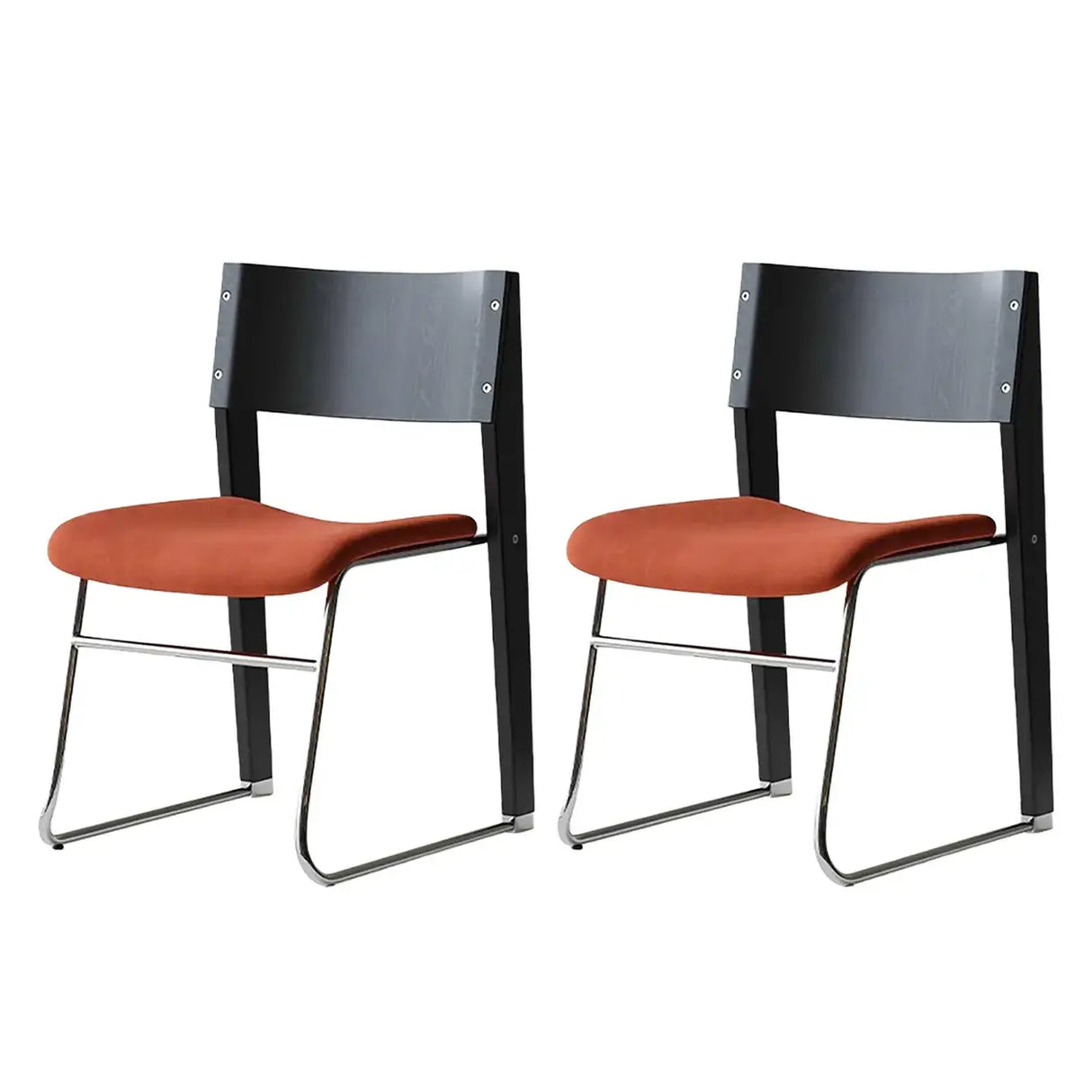 Modern Wood Velvet Open Back Armless Stackable Dining Chair Image - 7
