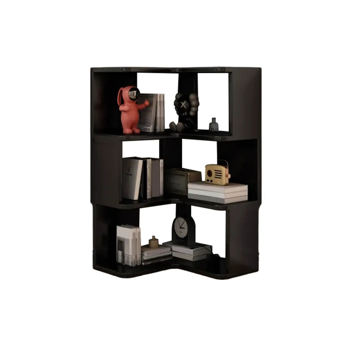 Modern Wood Vertical Standard Corner Storage Bookcase Image - 10