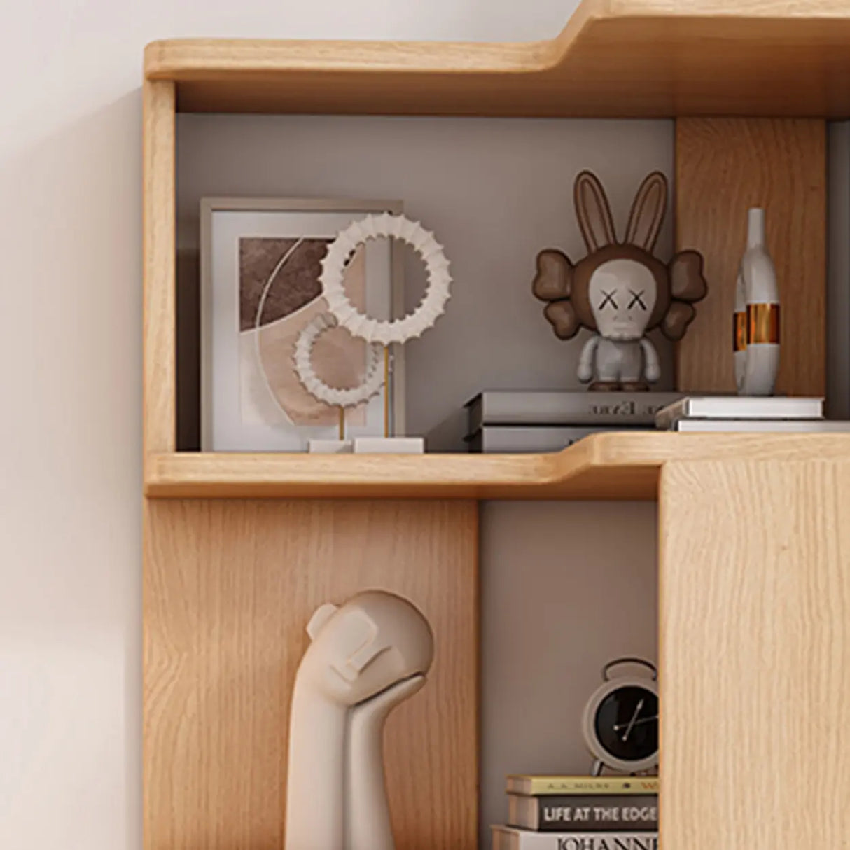 Modern Wood Vertical Standard Corner Storage Bookcase Image - 15