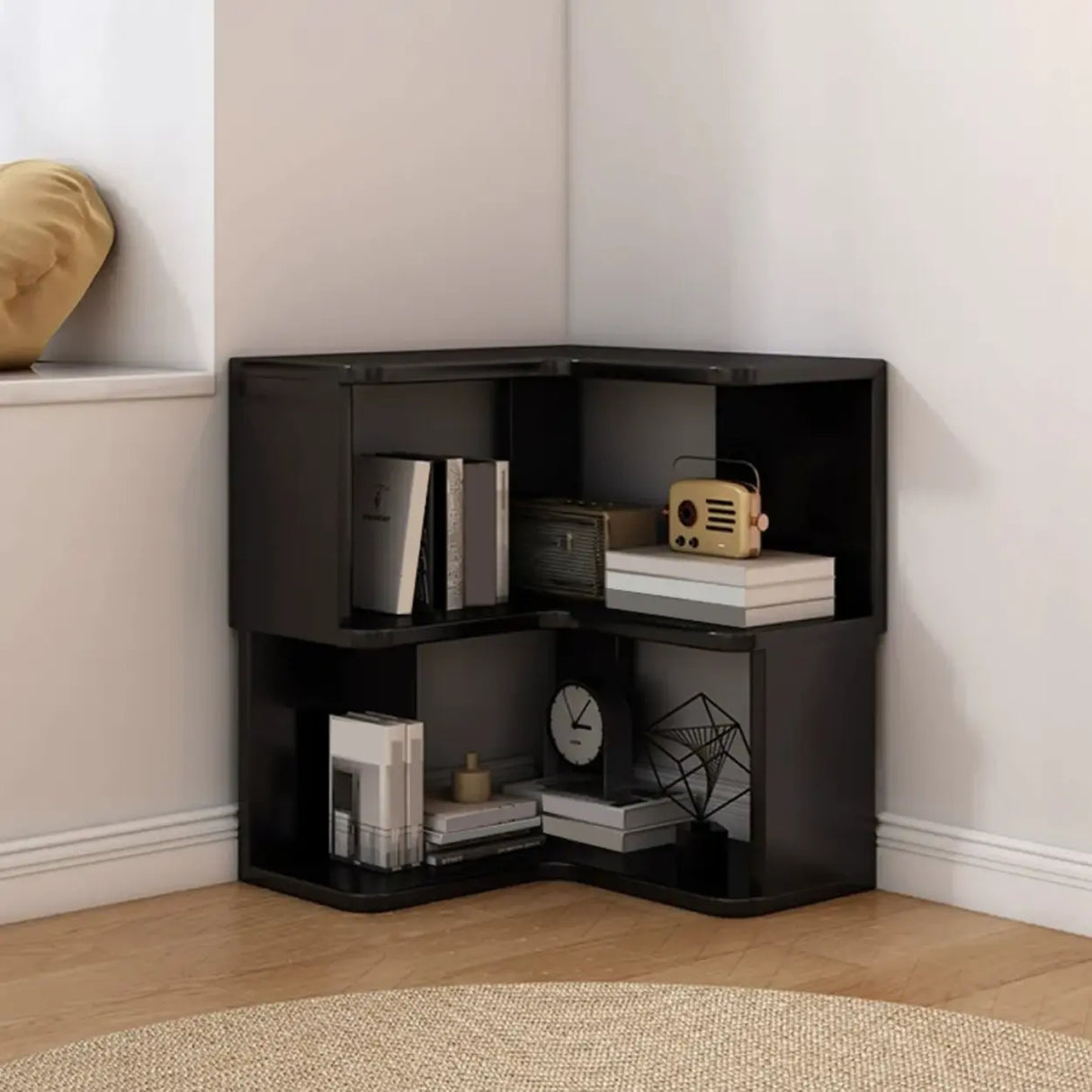 Modern Wood Vertical Standard Corner Storage Bookcase Image - 1