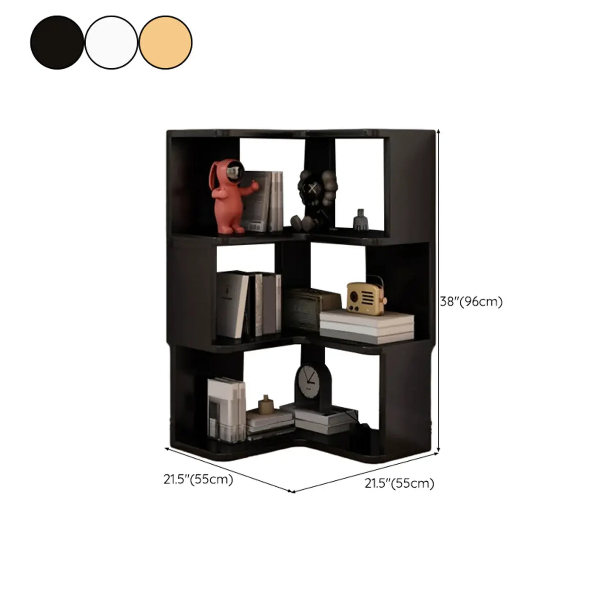 Modern Wood Vertical Standard Corner Storage Bookcase Image - 25