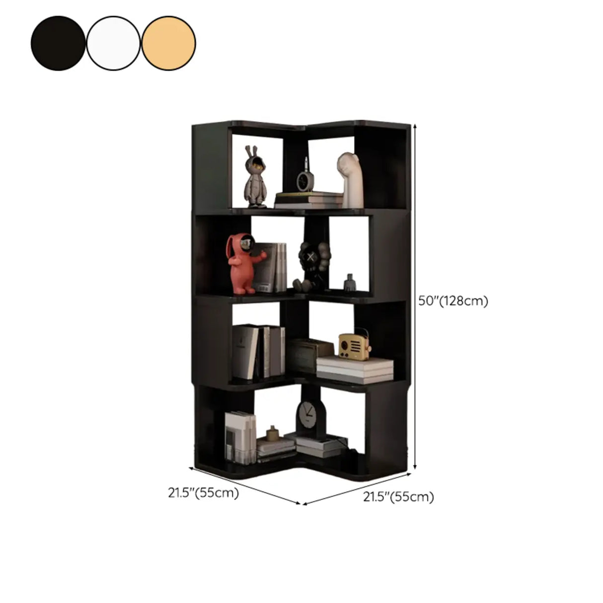 Modern Wood Vertical Standard Corner Storage Bookcase Image - 26