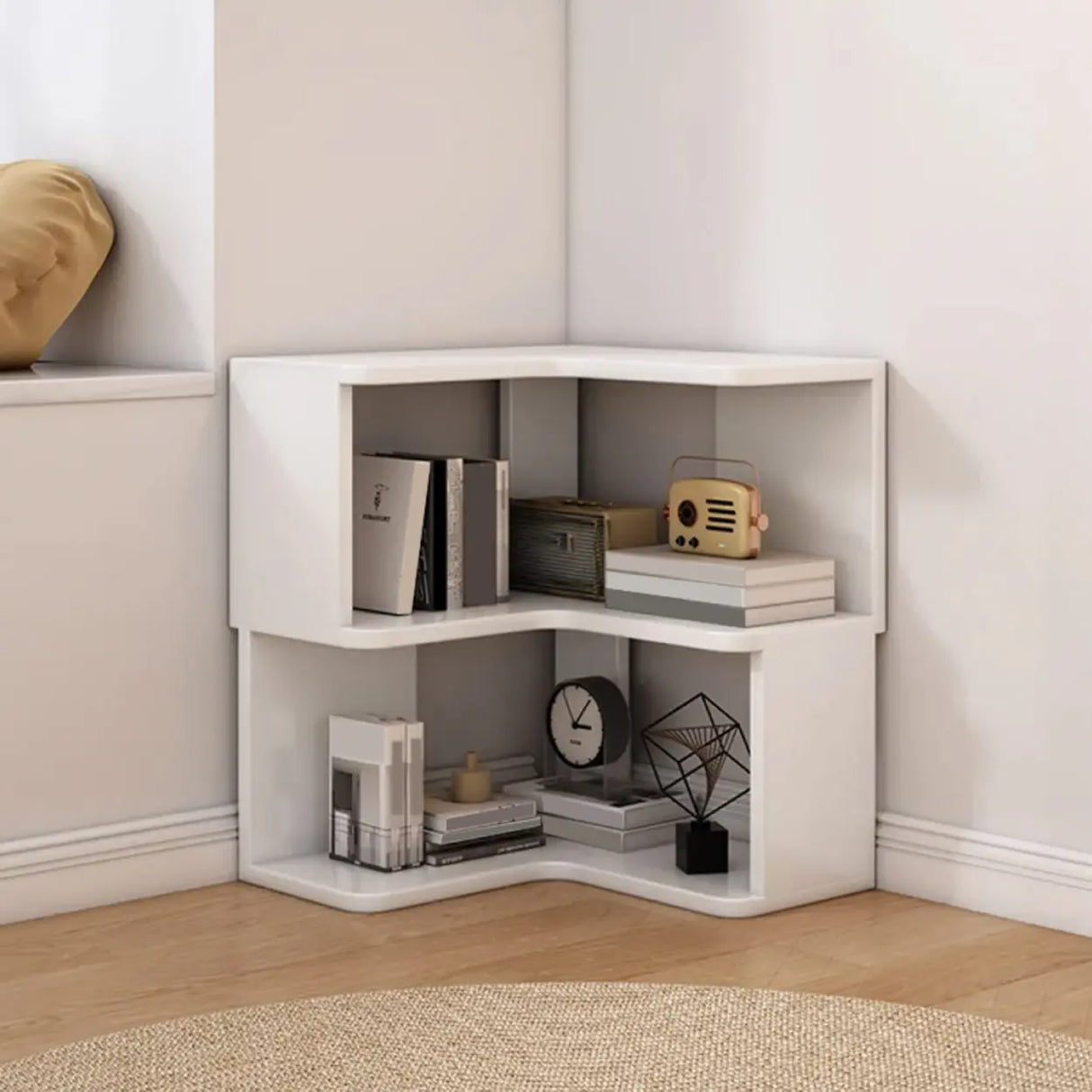 Modern Wood Vertical Standard Corner Storage Bookcase Image - 4