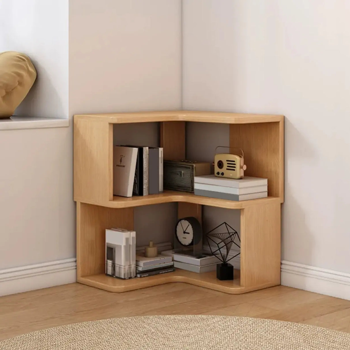 Modern Wood Vertical Standard Corner Storage Bookcase Image - 5