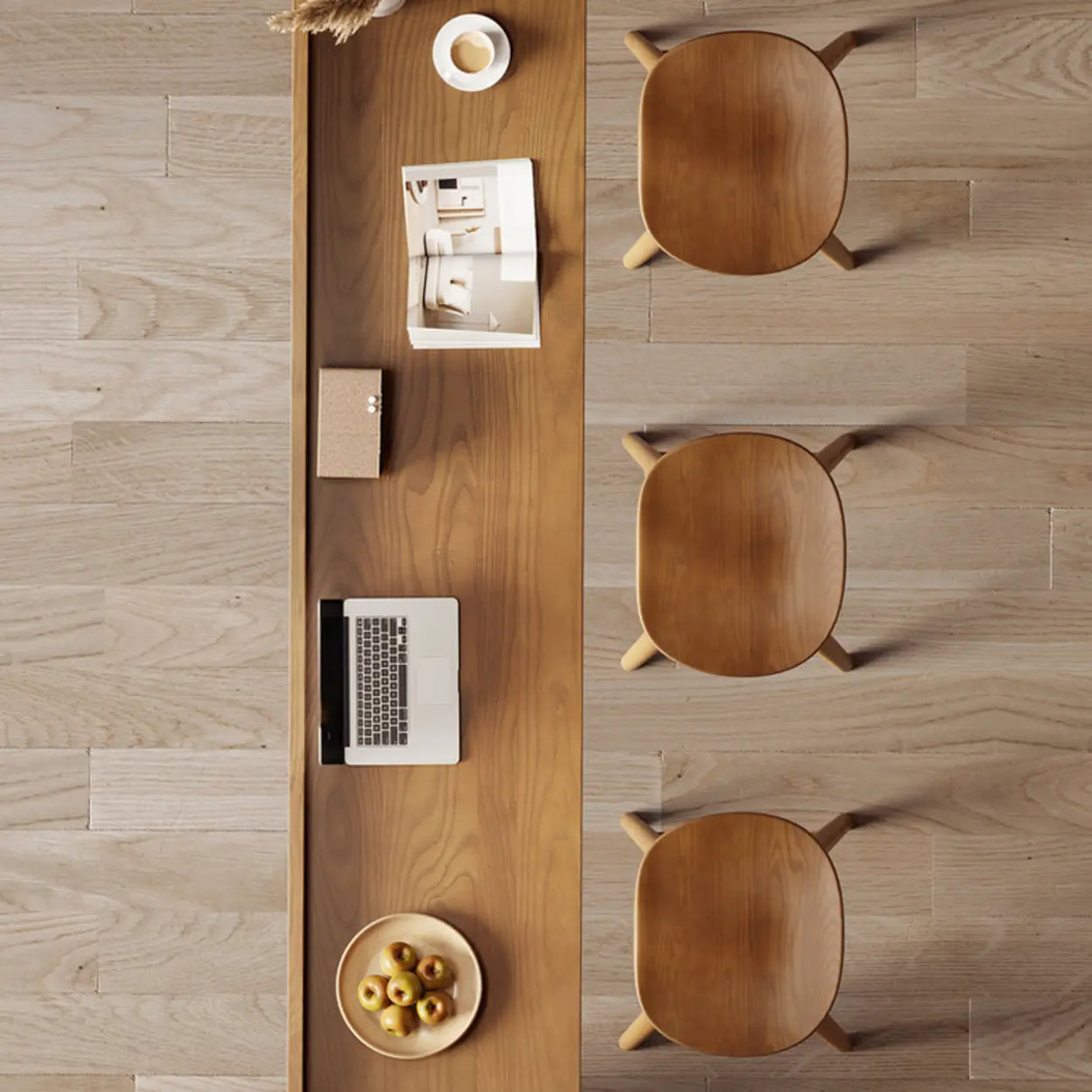 Modern Wooden Bar Table Set with 3 Stools for Home & Office Image - 6