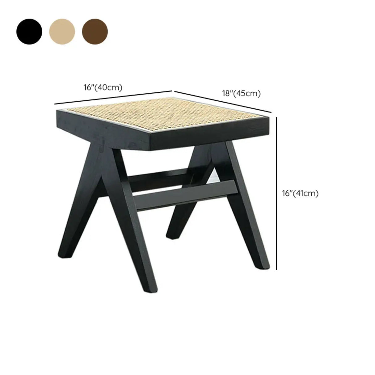 Modern Wooden Bench & Stool Set with Woven Rattan Seat Image - 15