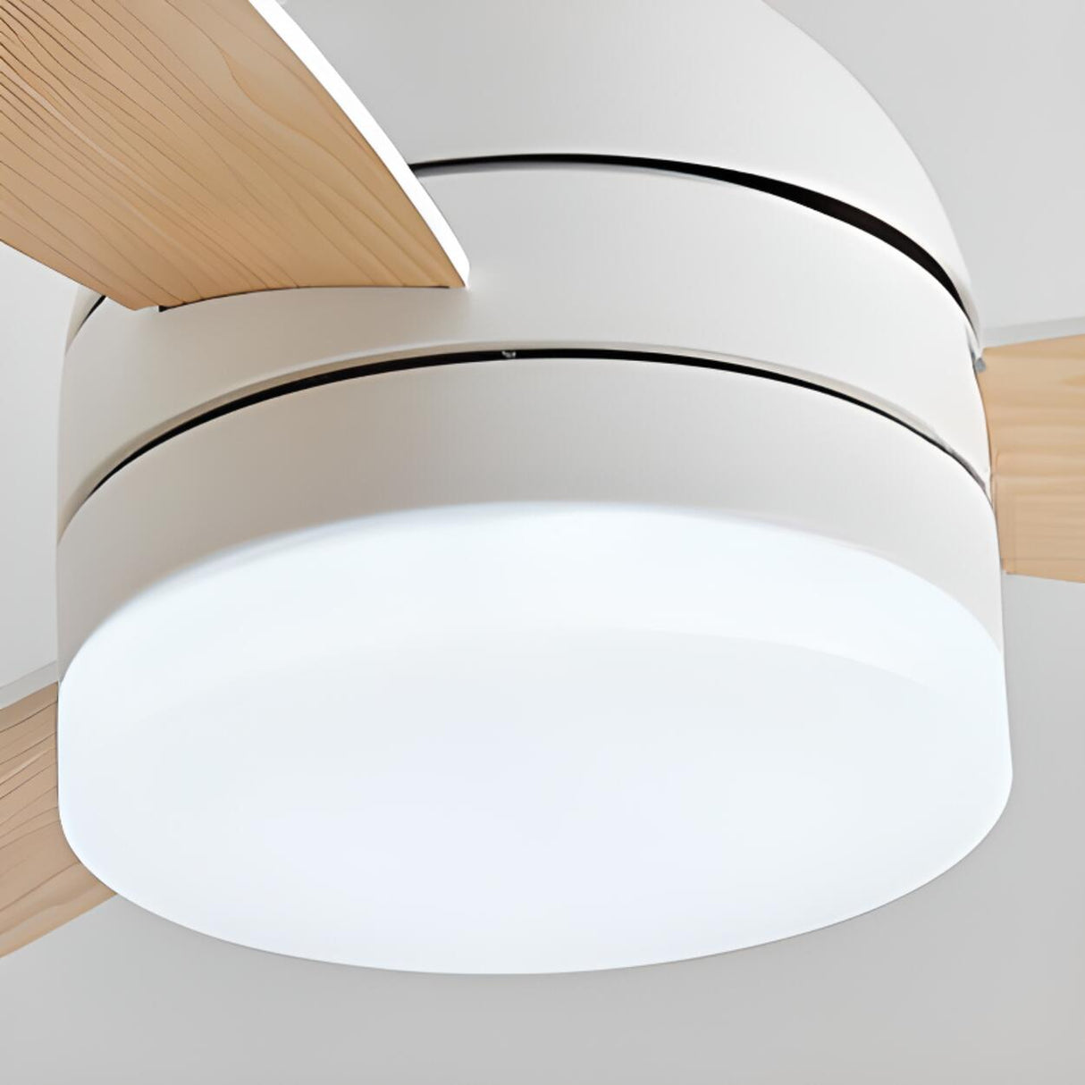 Modern Wooden Blades White Ceiling Fan with LED Light Image - 10