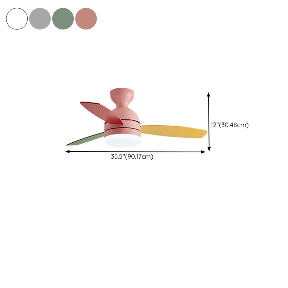 Modern Wooden Blades White Ceiling Fan with LED Light