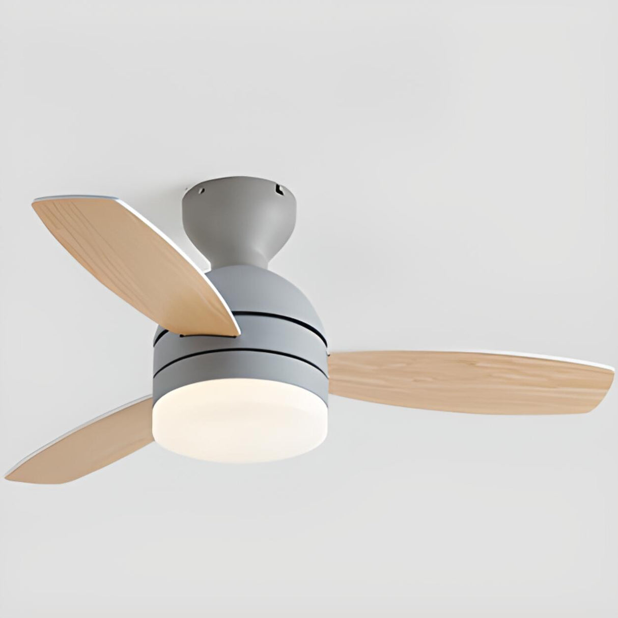 Modern Wooden Blades White Ceiling Fan with LED Light Image - 8