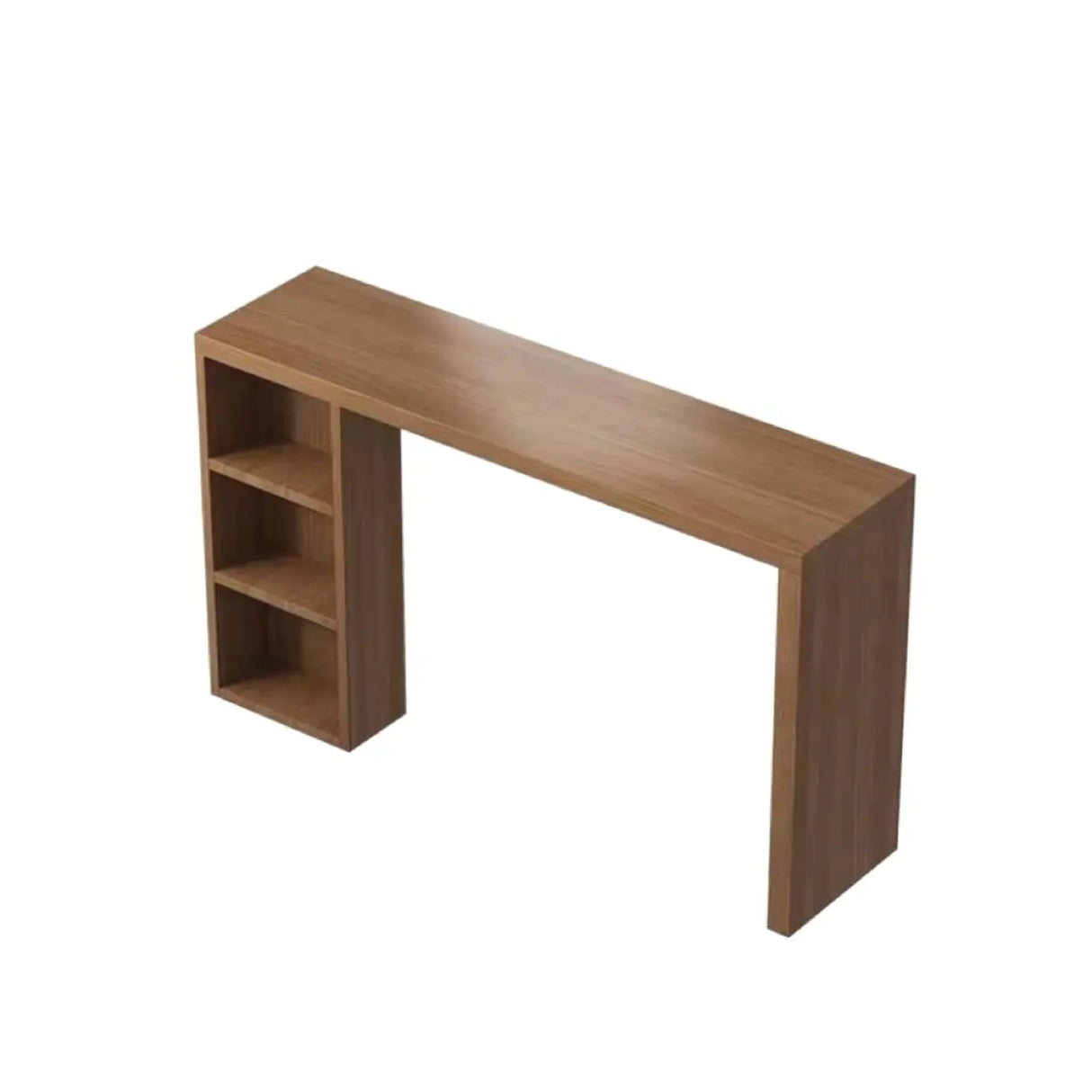 Modern Wooden Breakfast Bar Table with Storage Shelves Image - 2