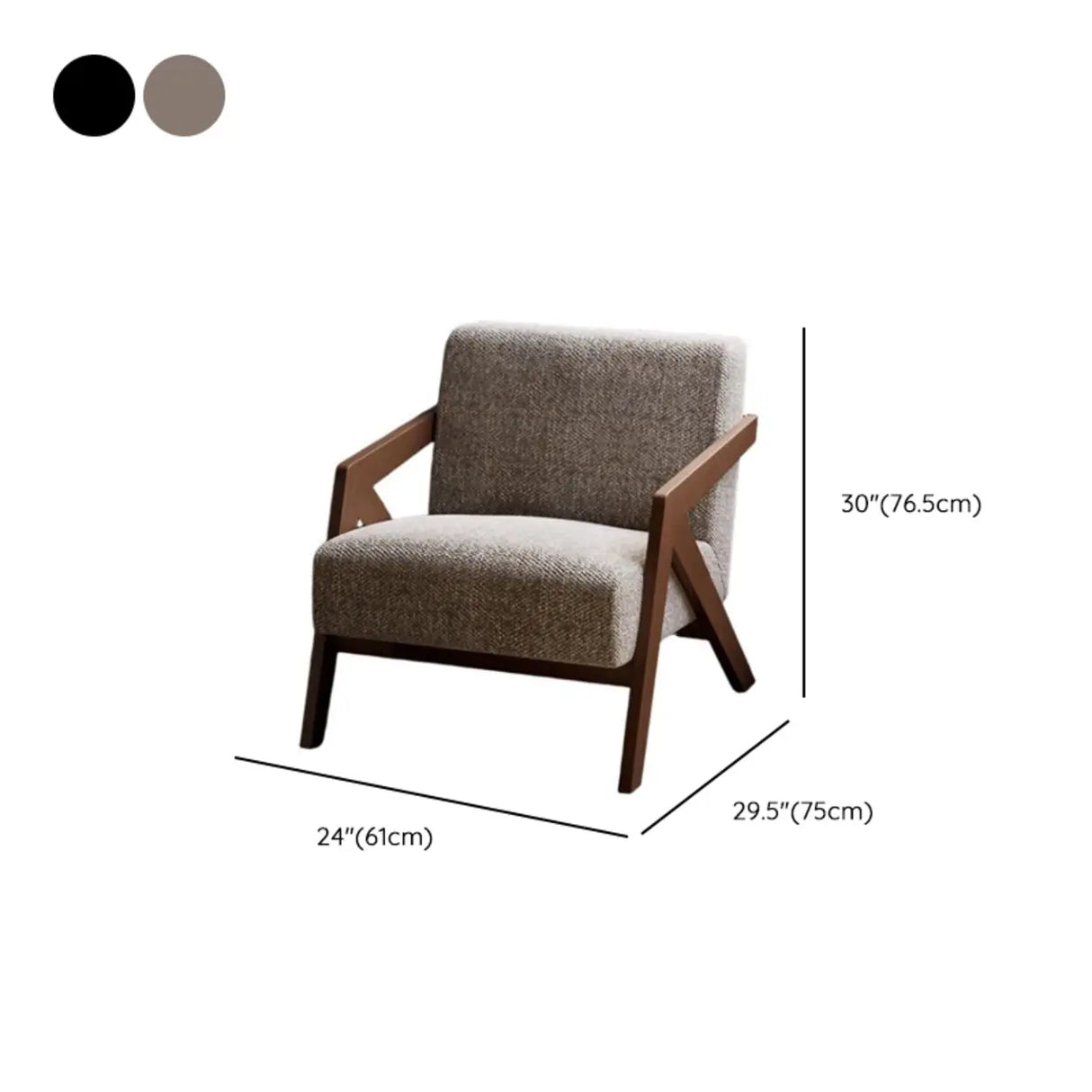 Modern Wooden Frame Upholstered Brown Accent Chair With Arms