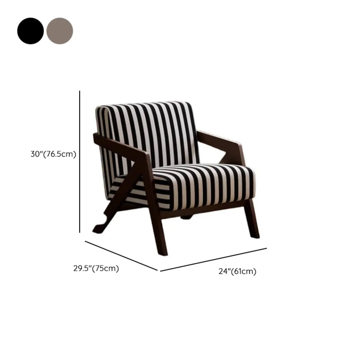 Modern Wooden Frame Upholstered Brown Accent Chair With Arms Image - 14