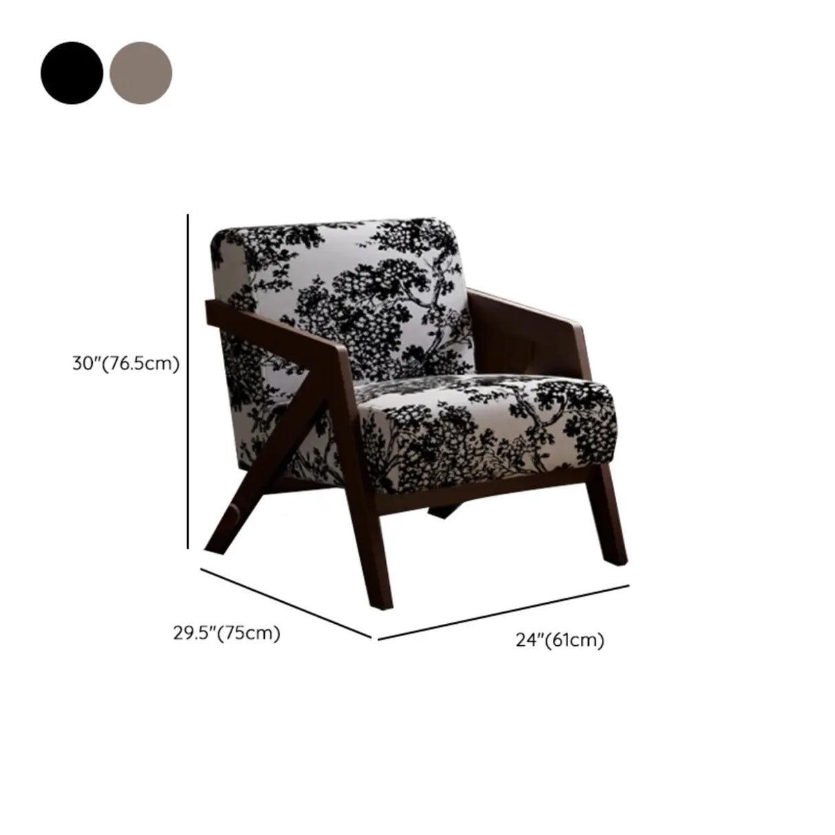 Modern Wooden Frame Upholstered Brown Accent Chair With Arms Image - 15