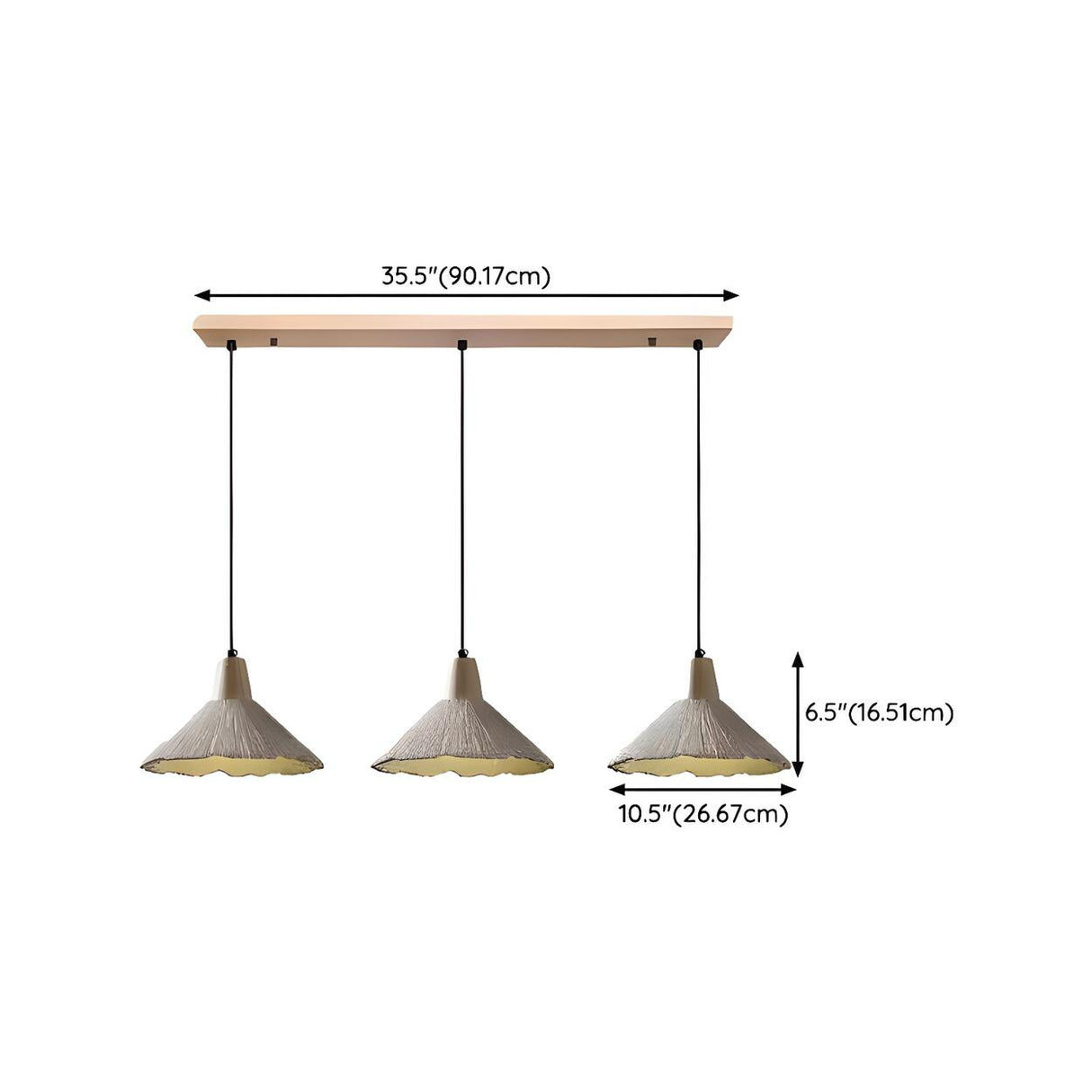 Modern Wooden Grey Cone Adjustable Pendant Light Image - 12