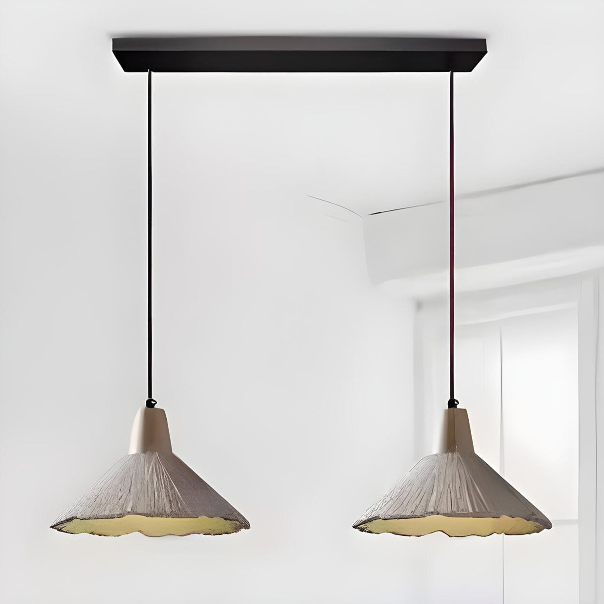 Modern Wooden Grey Cone Adjustable Pendant Light Image - 3