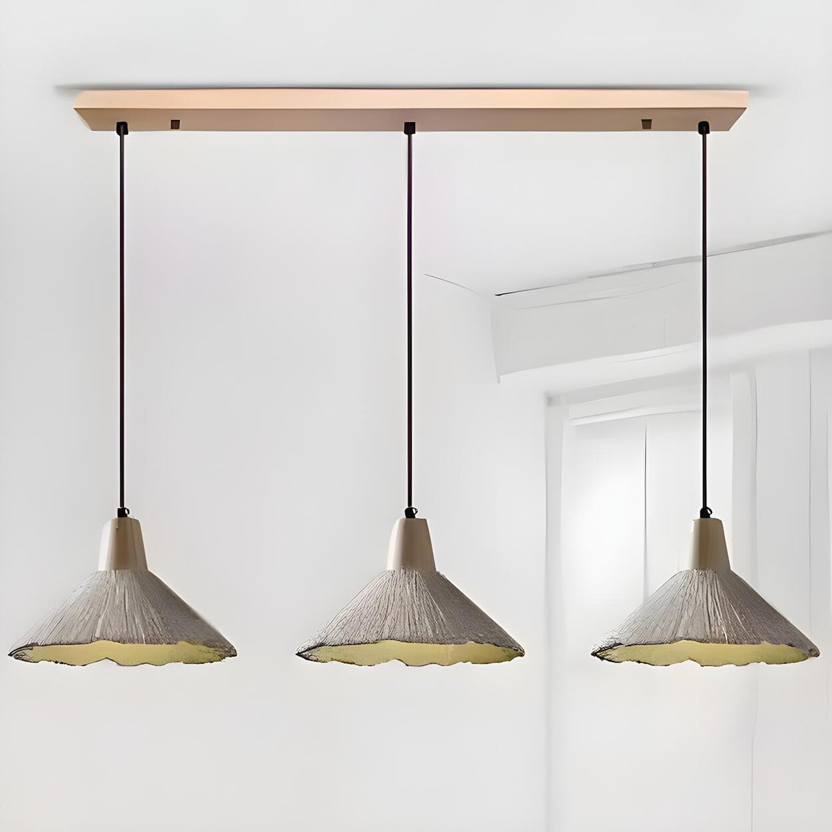 Modern Wooden Grey Cone Adjustable Pendant Light Image - 5