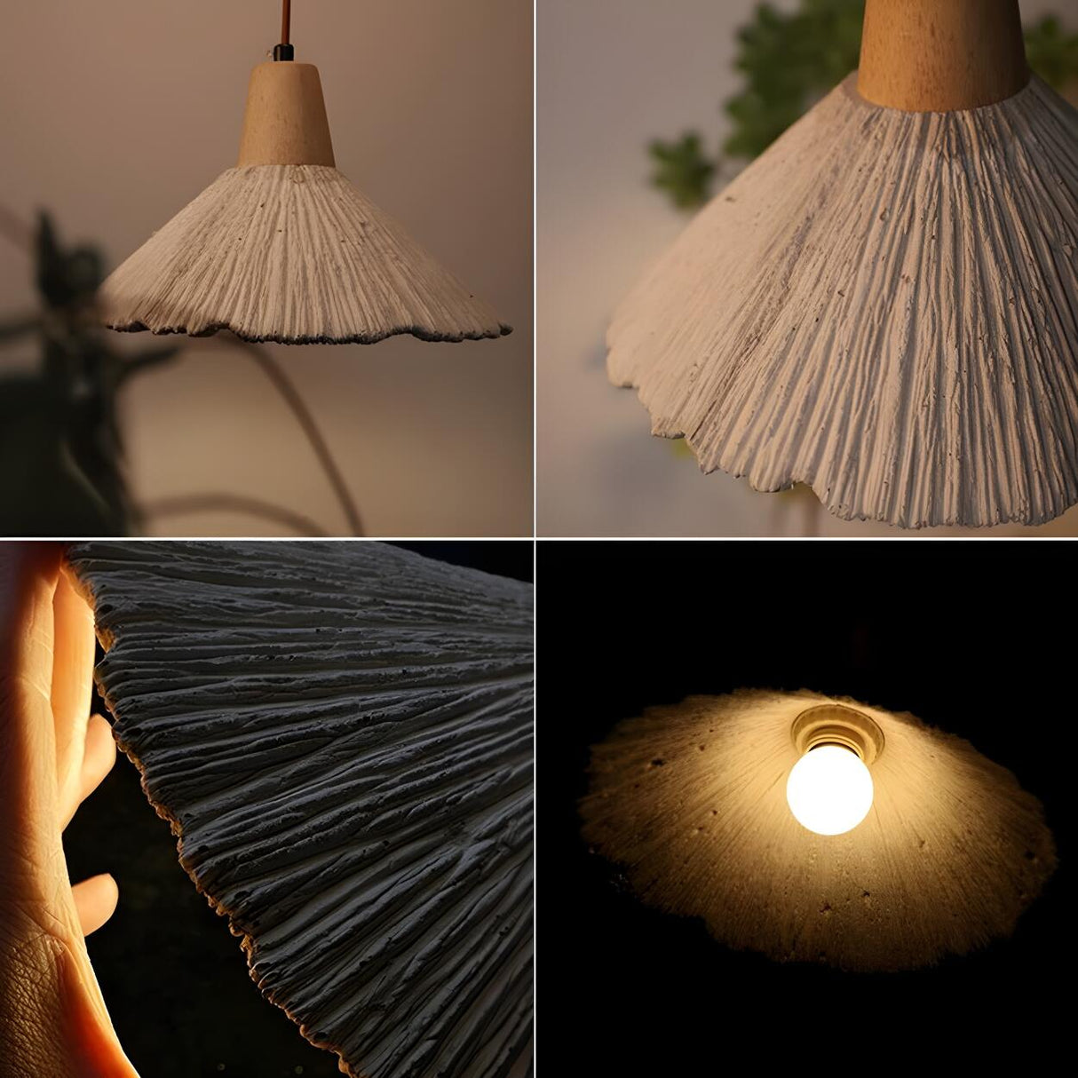 Modern Wooden Grey Cone Adjustable Pendant Light Image - 8