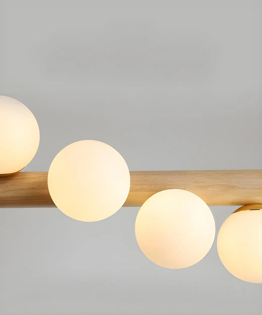 Modern Wooden Linear Pendant Light with Globe Bulbs 50W Image - 11