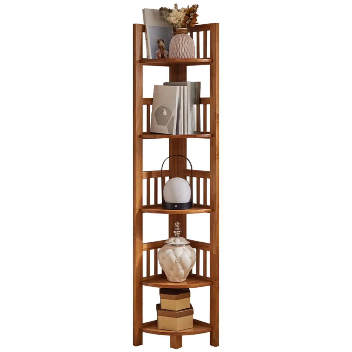 Modern Wooden Open-Back Corner Narrow Bookcase Black Image - 10