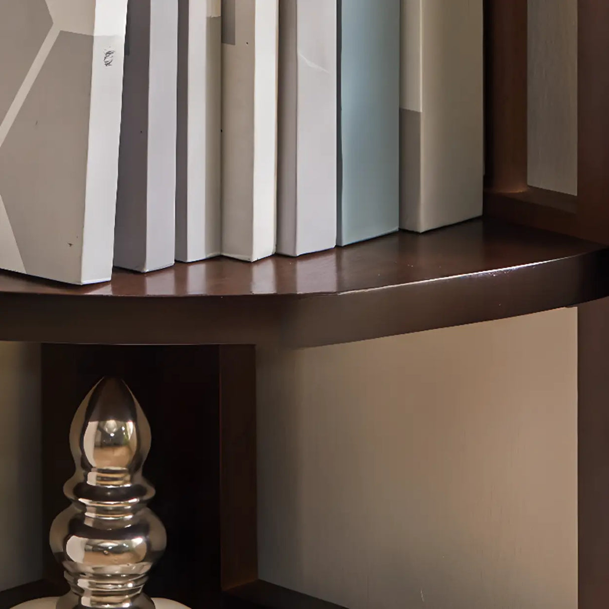 Modern Wooden Open-Back Corner Narrow Bookcase Black Image - 12