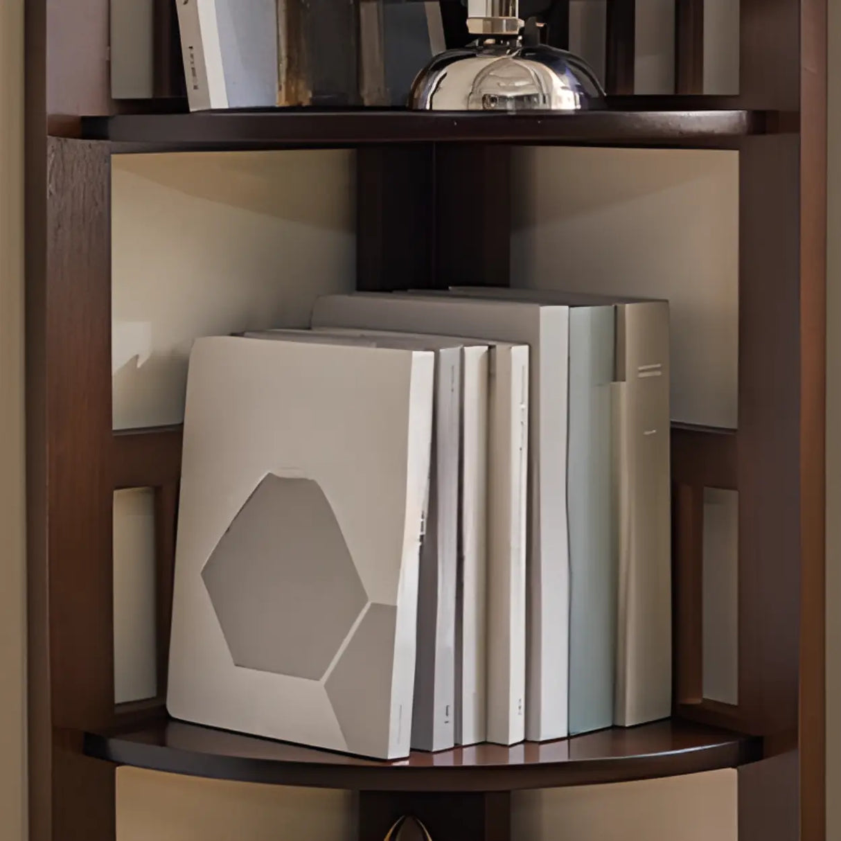 Modern Wooden Open-Back Corner Narrow Bookcase Black Image - 14