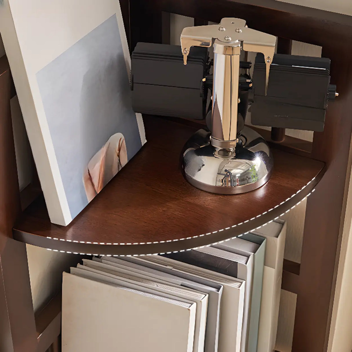 Modern Wooden Open-Back Corner Narrow Bookcase Black Image - 17