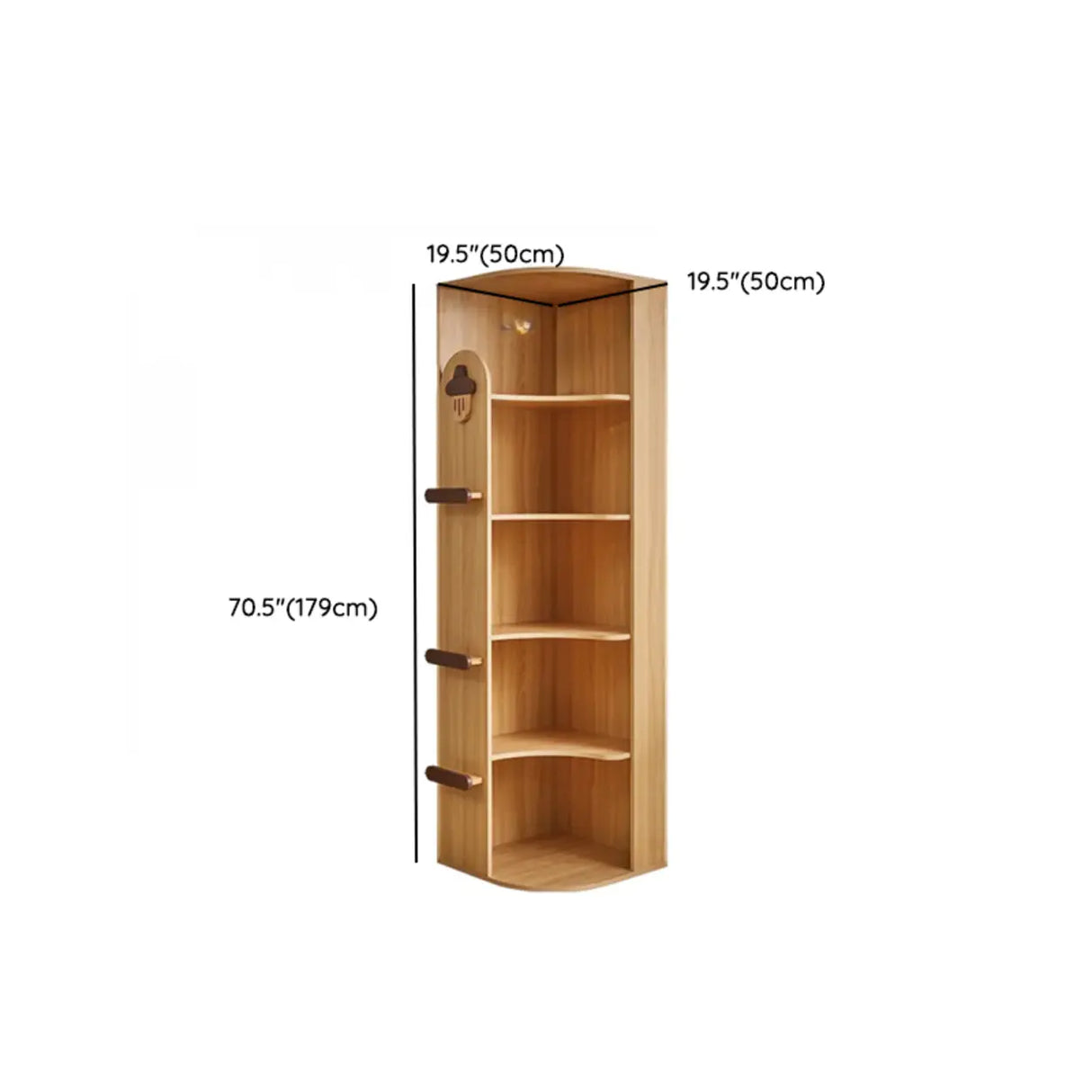 Modern Wooden Open-Back Corner Narrow Bookcase Black