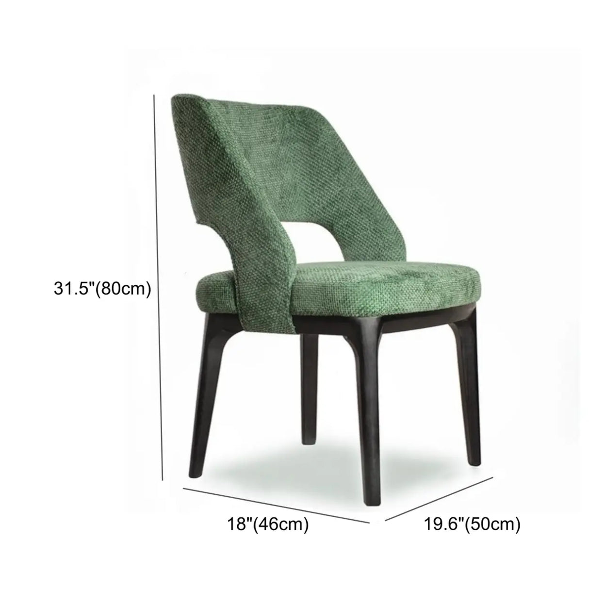 Modern Wooden Skeleton Green Upholstered Dining Chairs