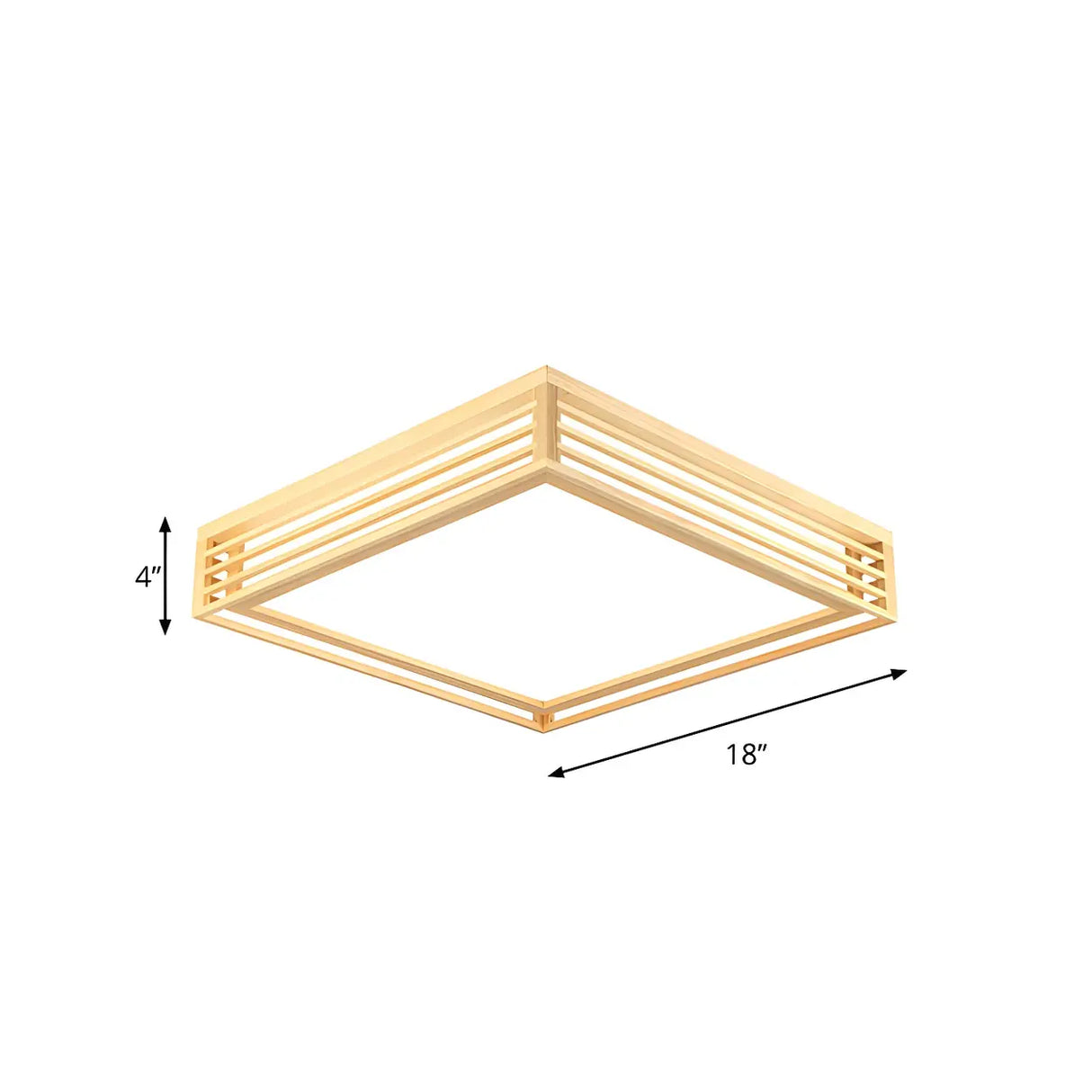 Modern Wooden Square LED Flush Mount Ceiling Light