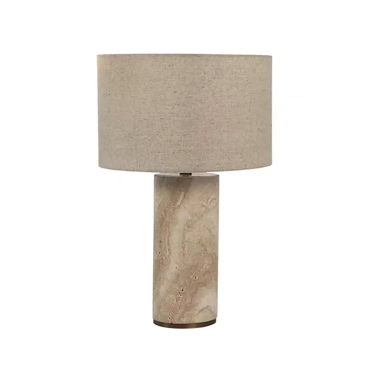 Modern Yellow Travertine Cylindrical Shade Table Lamp Image - 3